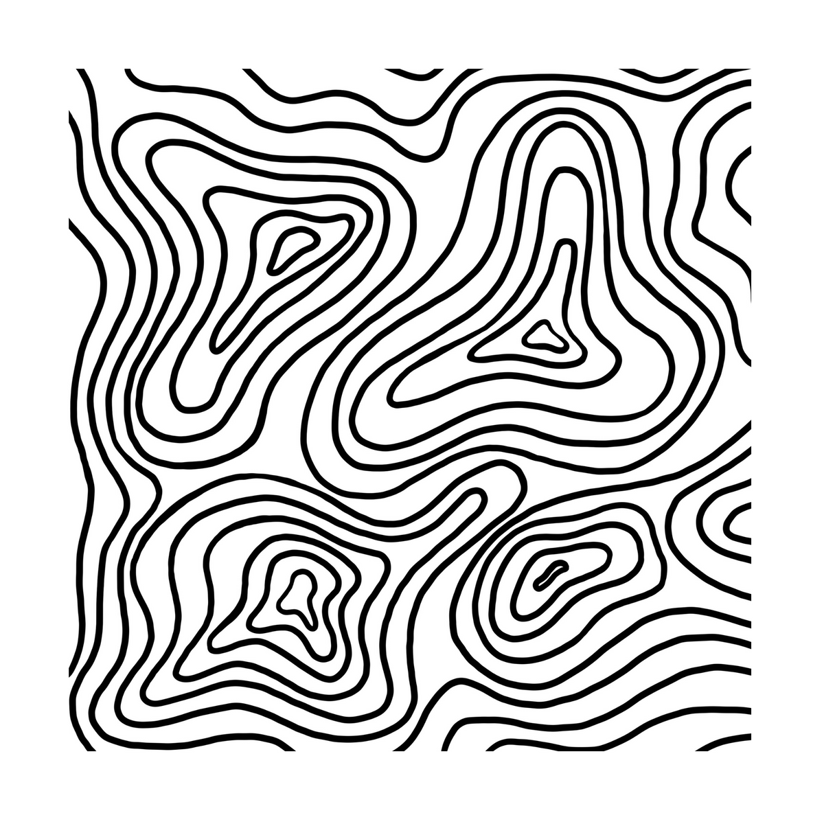 White Contour Lines Art Print - KNUS — KNUS Home Decor